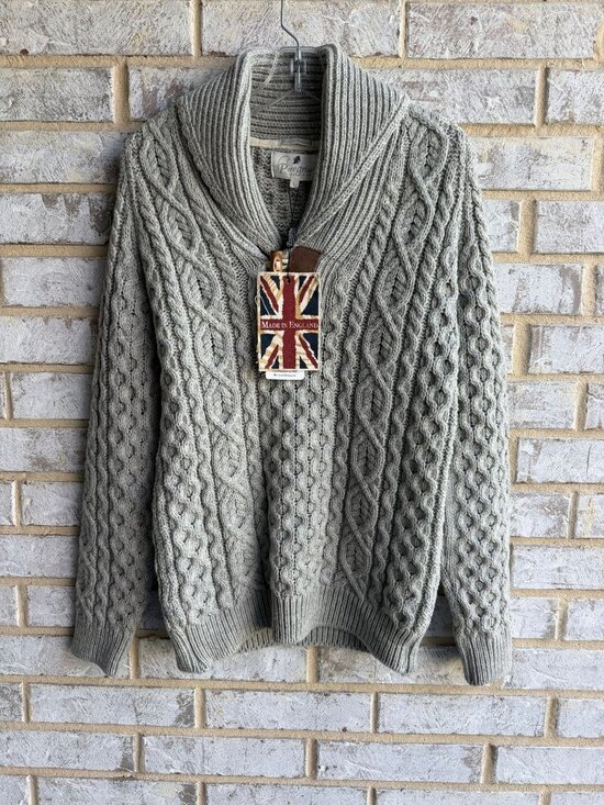 Peregrine Sweaters - Peregrine Made in England NWT 100% Wool Long Sleeve Shawl Neck Sweater Size L